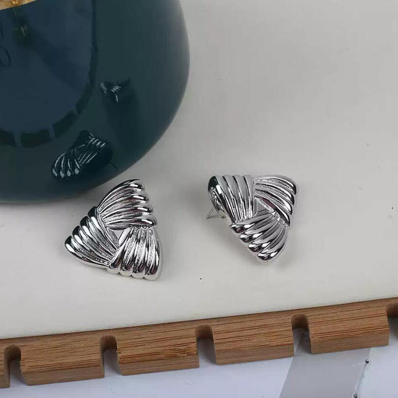 Triangular striped earrings