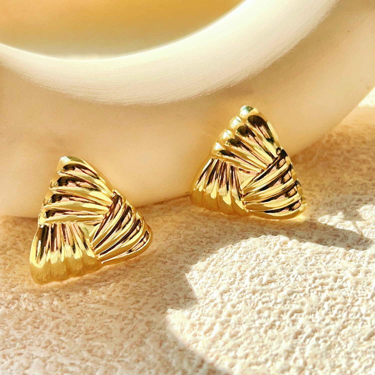 Triangular striped earrings